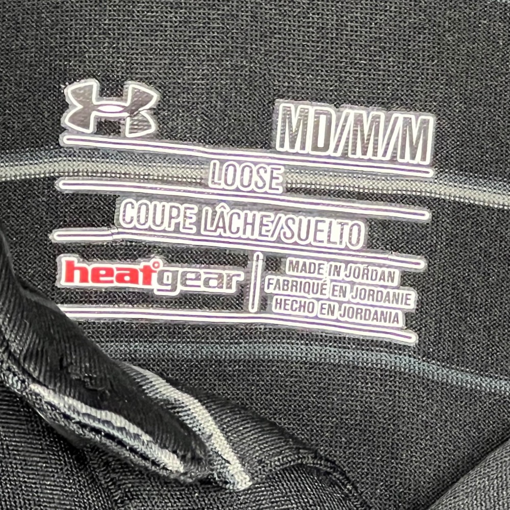 Under Armour Polo Shirt Mens Medium Black Striped Coldblack HeatGear 1287384-001 - Picture 3 of 10